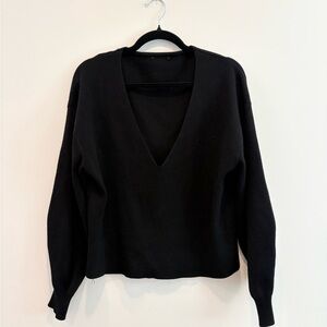 Black Deep V-Neck Women's Sweater